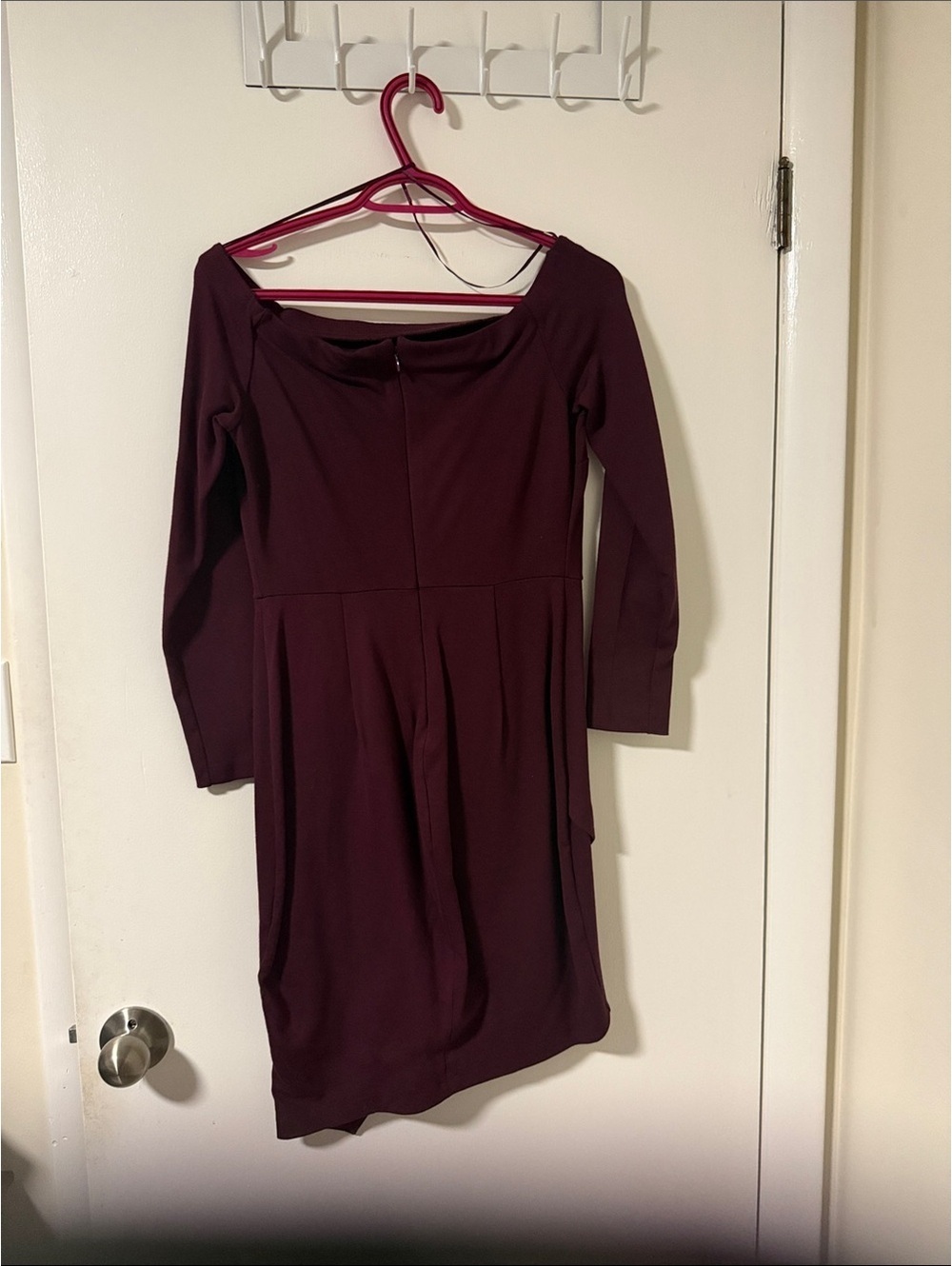 Dynamite Burgundy Long Sleeve Off-Shoulder Sheath Dress - Picture 2 of 2